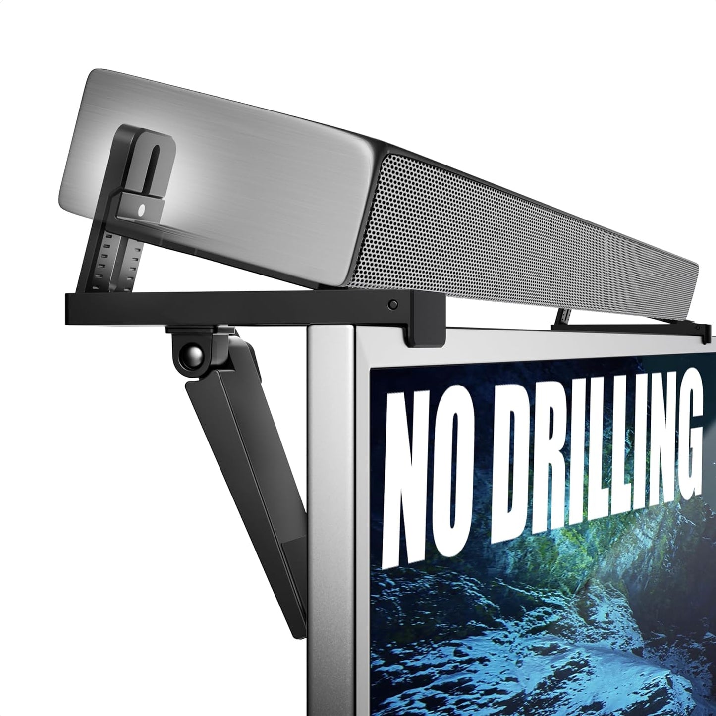 ELETIUO 11 lbs,Black No Drilling Soundbar Mount,Adjustable TV Top Shelf Compatible