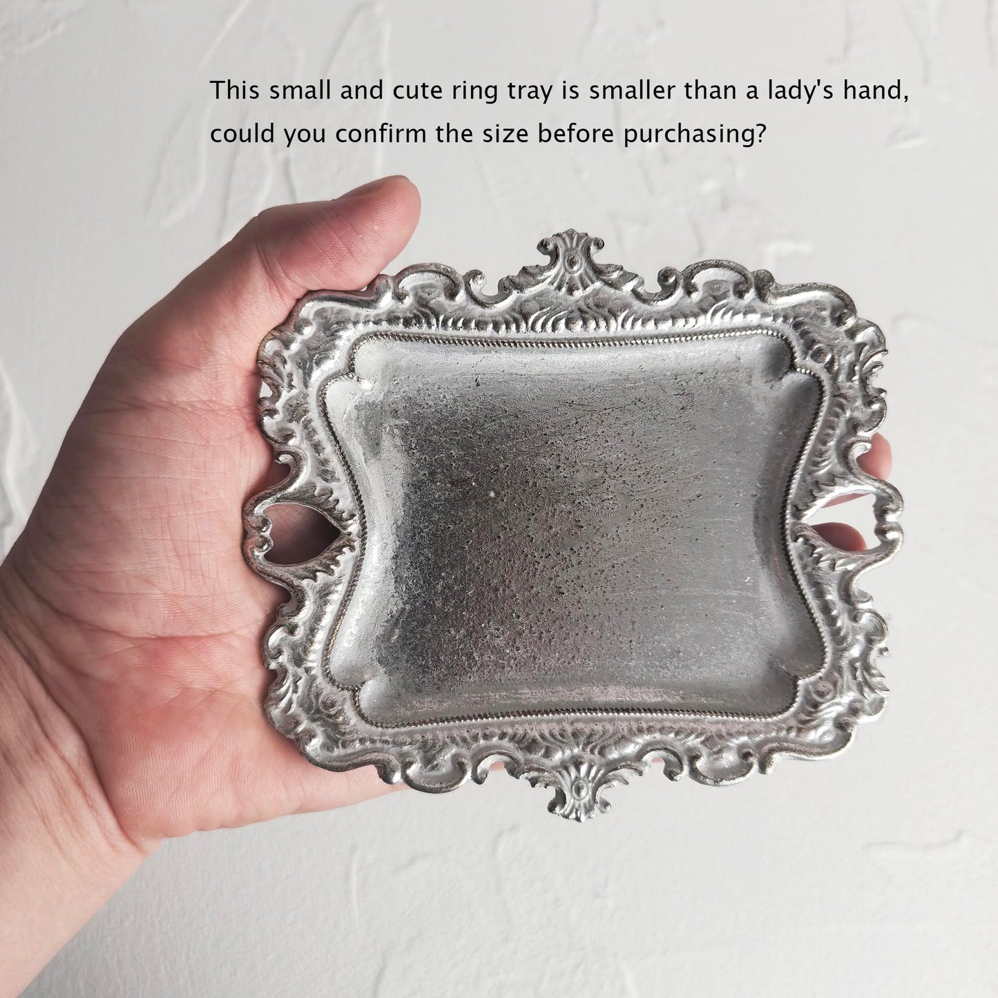 Vintage Small Sliver Ring Dish, Birthday & Wedding Gifts for Women，Wedding Ring Tray -Sliver (1 Pack)