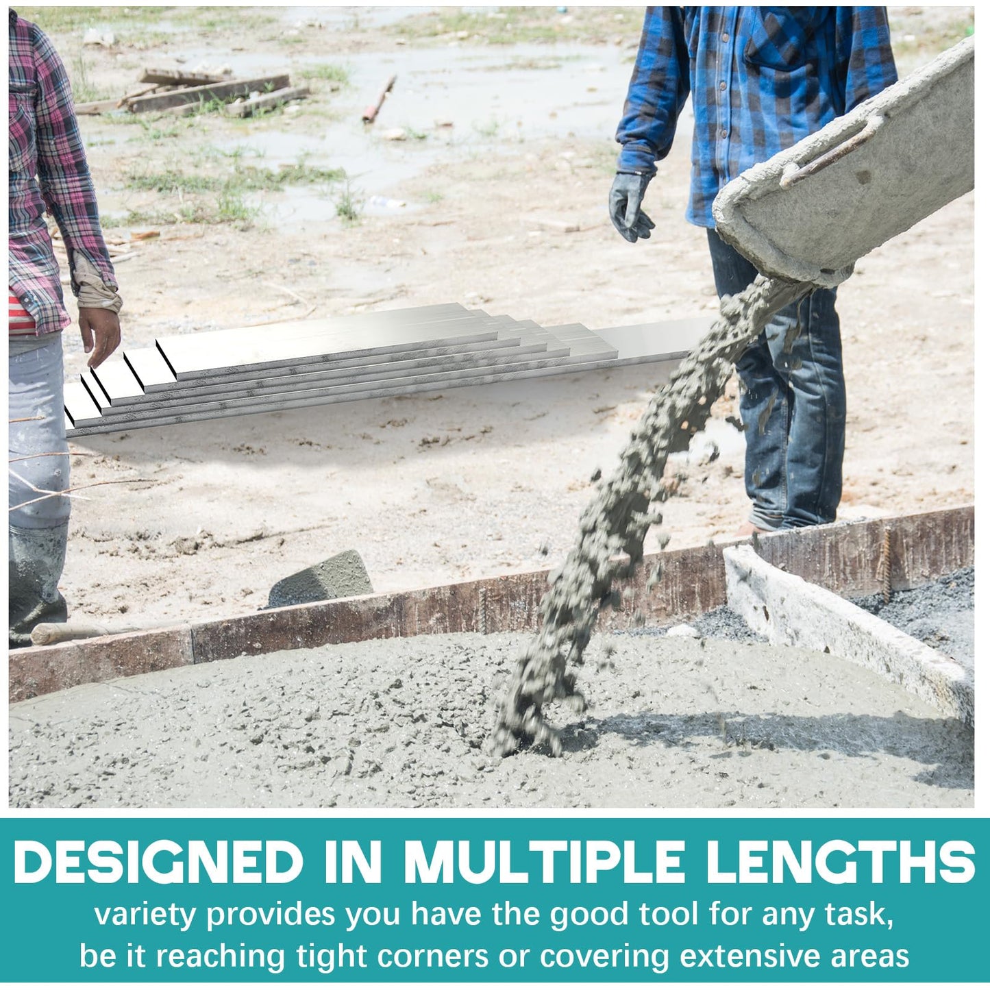 PullCrease 6 Pcs Tile Screed Sets Concrete Screed Board 3/4" x 4" x 1.5', 2', 2.5', 3', 4' and 6' Length Aluminum Alloy Screeding Tool for Large Concrete Pours Leveling and Precise Flat Work