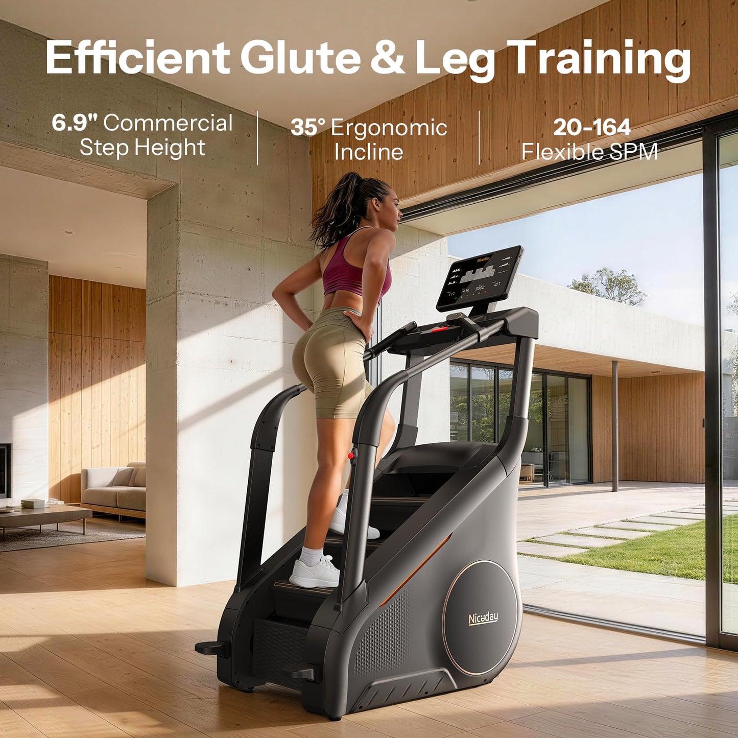 Niceday Stair Stepper Master at Home, Commercial Grade Stair Climber with 25 Levels, Stepmill Exercise Machine for Full Body Workouts, Exercise Machine for Home Gym for LED Touchscreen