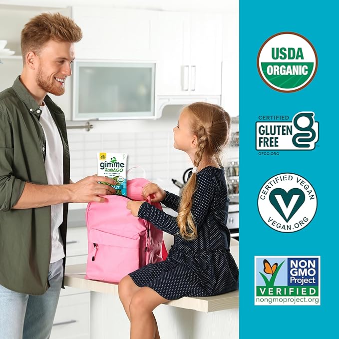 Gimme Seaweed Grab & Go Organic Premium Roasted Seaweed Snacks, Sea Salt, 5 Count Trayless, Keto, Vegan, Gluten-Free, Great Source of Omega3s and Iodine, Healthy On-The-Go Snack for Kids and Adults