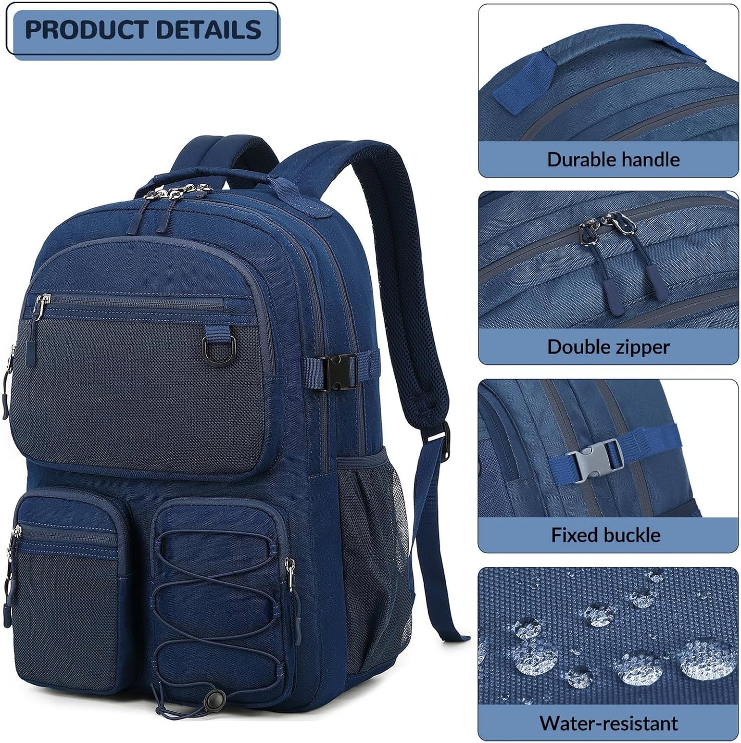 Daypack 15.6 inch Backpack Lohol Water Resistant with Mulitiple Pockets for School Travel Outdoor College, Laptop