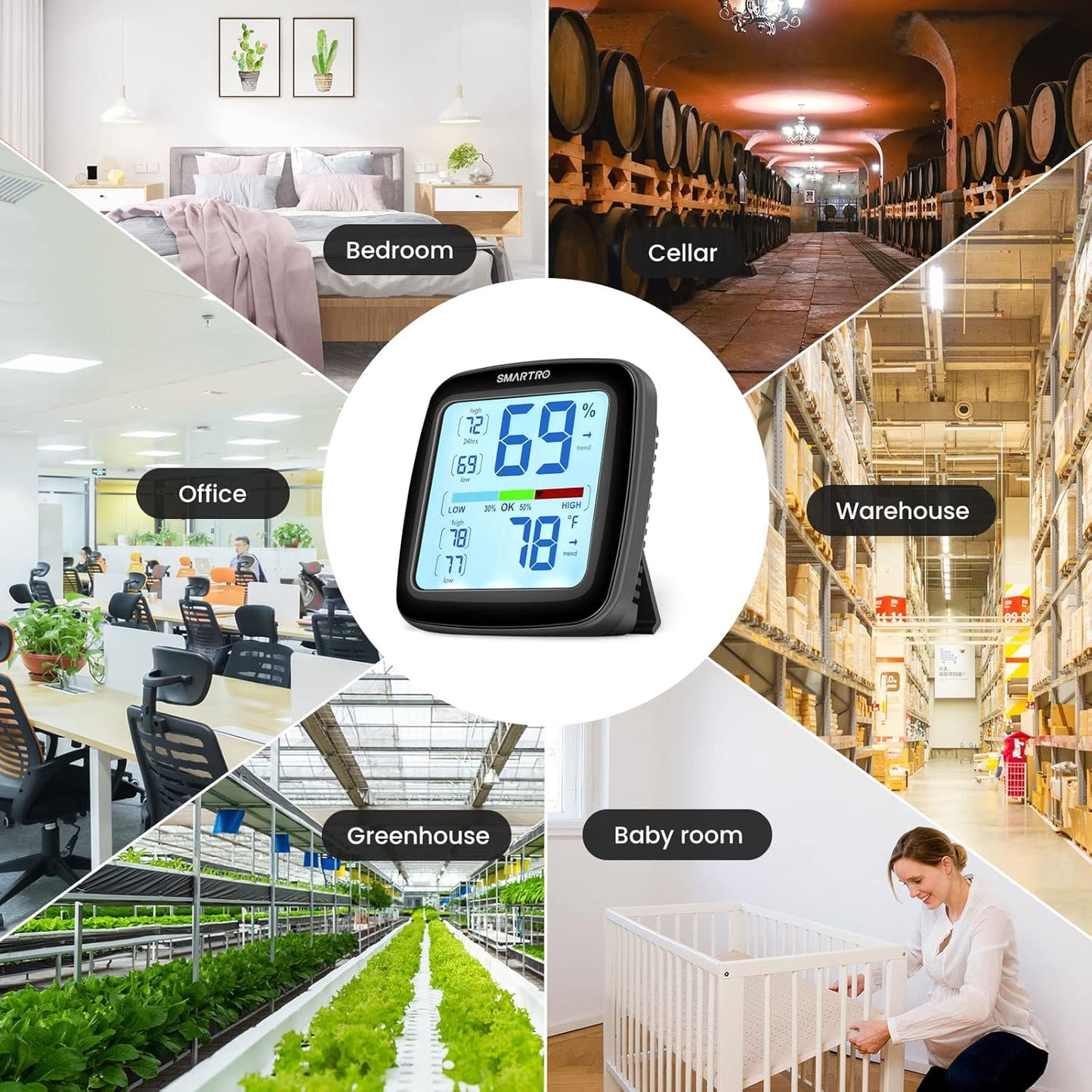 SMARTRO SC42 Digital Hygrometer | Professional Indoor Thermometer with Accurate Calibration