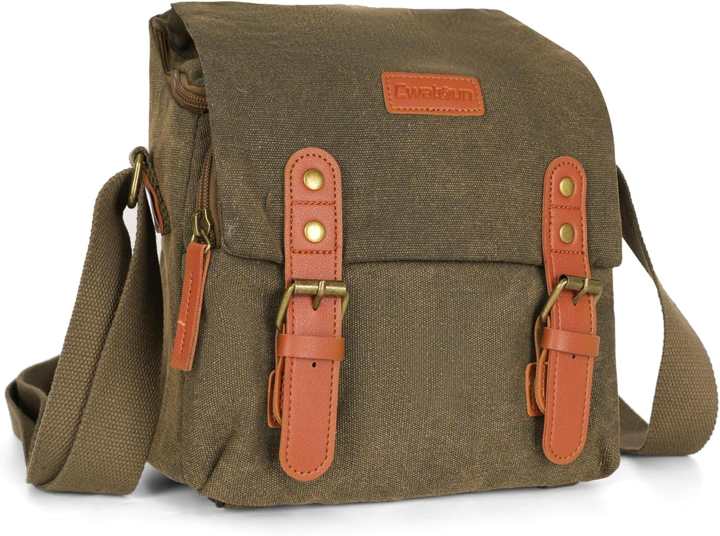 Cwatcun Small Camera Bag Compact Canvas Camera Messenger Bag, Digital Camera Shoulder Case, Travel Photography Bag