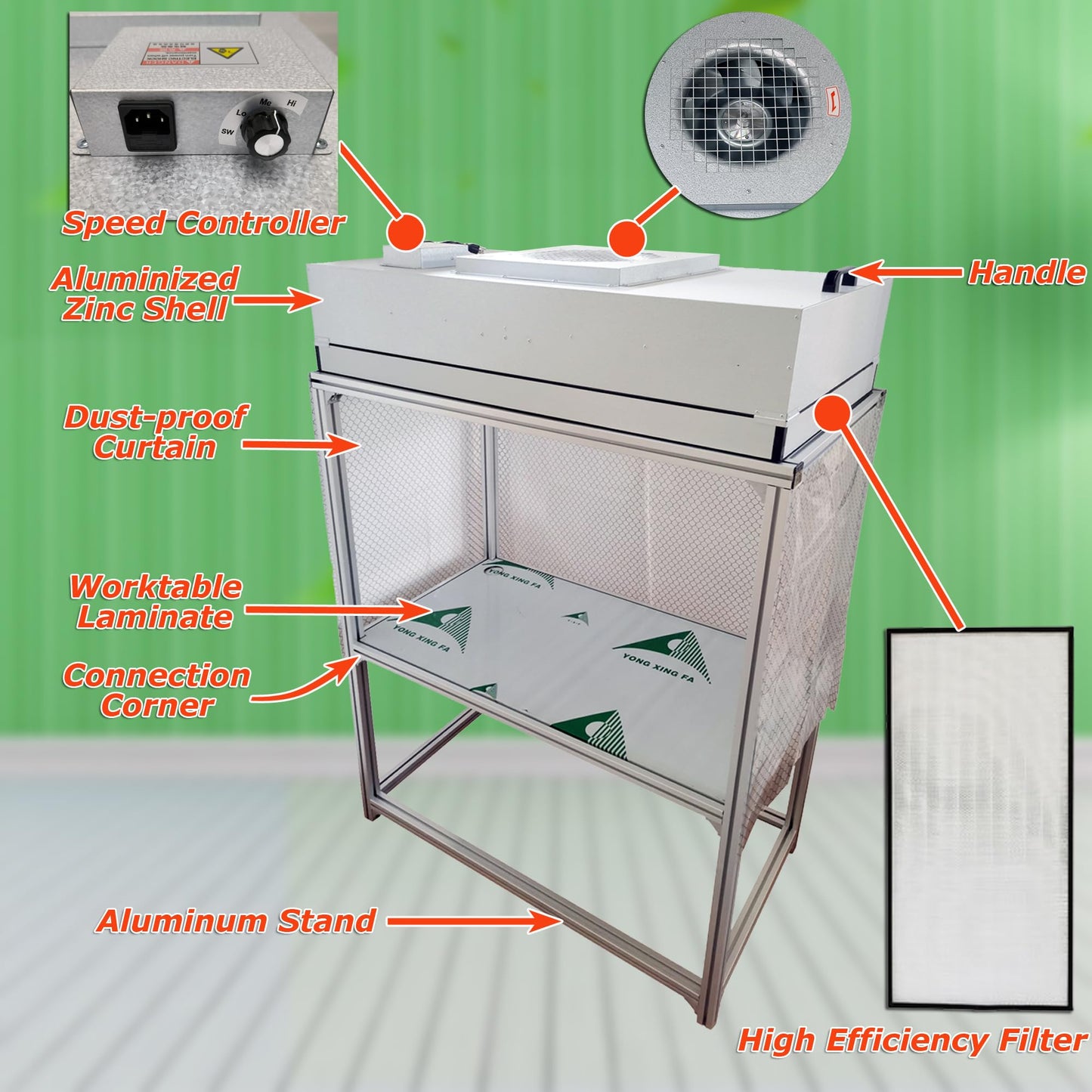 INTSUPERMAI Vertical Laminar Flow Hood Air Flow Clean Bench Workstation with HEPA Aluminum Blade Fan Rated Air Volume 706cfm Dust Free Room Workshop for Dust Free Work Operatiom 110V