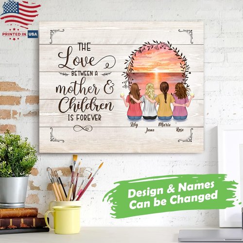 Gossby Personalized Mom Wrapped Canvas - Custom Love Art for Mother & Daughters | Unique Gift for Mother's Day, Birthday