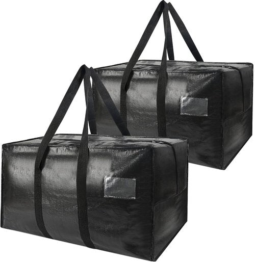 Heavy Duty Extra Large Moving Bags - 58 Gallon Jumbo Storage with Strong Zippers & Handles | 2-Pack