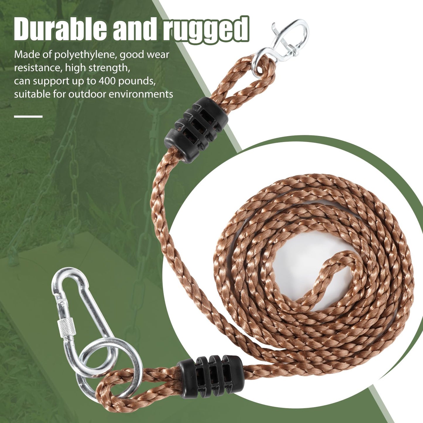 Tree Swing Straps Heavy Duty, Adjustable Tree Rope Swing (2 Pack) - PE Rope Extensions for Outdoor Swings, Hammocks, and Playground Sets - 5.9ft Length (Carrying 410 pounds)