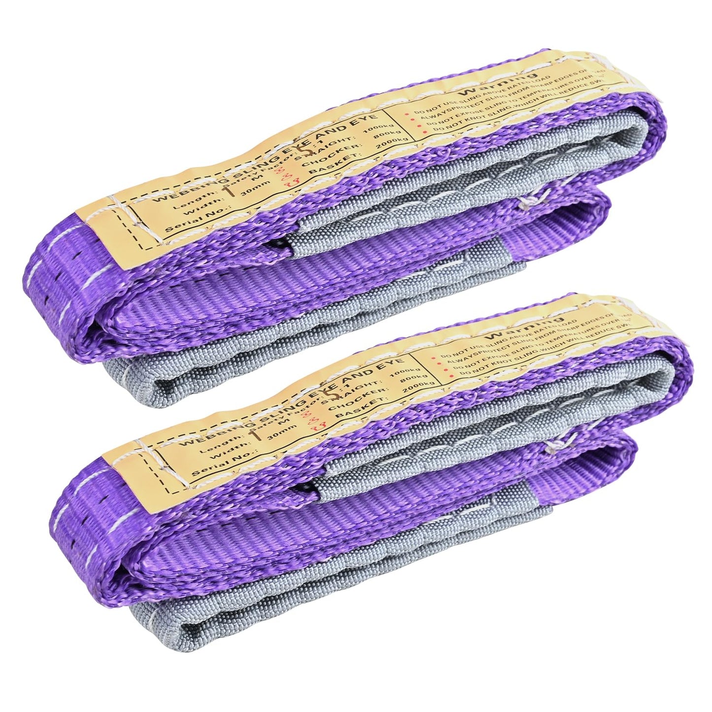 Vigtayue 2-Pack 1Inches x 3.3Ft 2-Ply Twisted Eye & Eye Polyester Lifting Sling, Lifting Slings 2204lbs Webbing Sling, Heavy Duty Lift Sling Web for Industrial Shop Use, Hoist, Tree Stumps