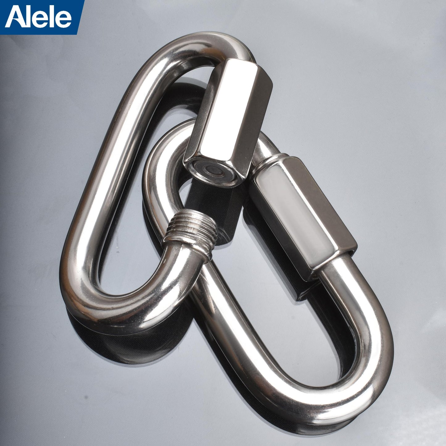 15/64" Quick Link,Alele 8 Packs M6 Stainless Steel Chain Connector,Heavy Duty D Shape Locking Looks for Carabiner, Hammock, Camping and Outdoor Equipment