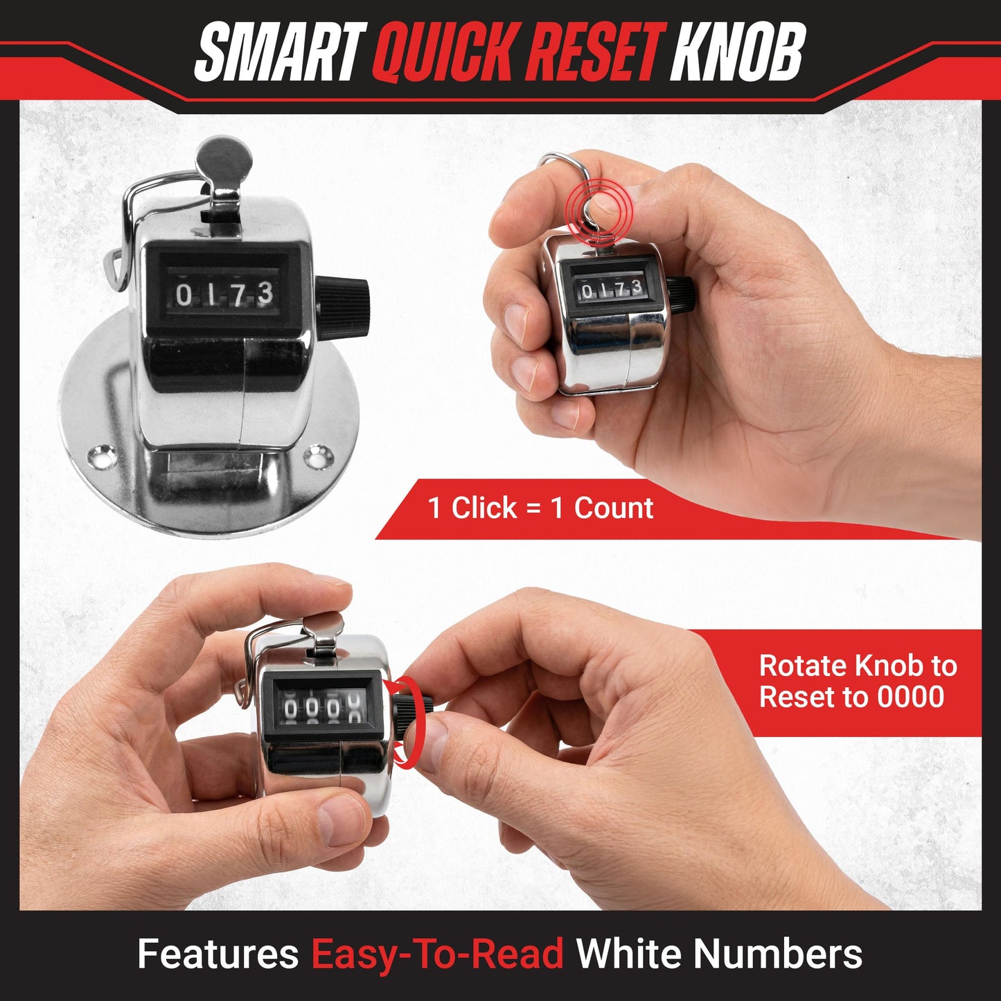 Clicker Counter - Handheld or Mountable with Easy Thumb Tally Button – Click Counter for Sporting Events, Ticket Sales, or Counting People by Stalwart