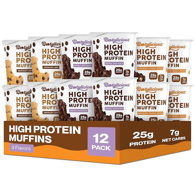 Bootylicious | High-Protein Muffin | Chocolate Lovers | 25g Protein, 7g Net Carbs, Low Glycemic Index, 12-Pack