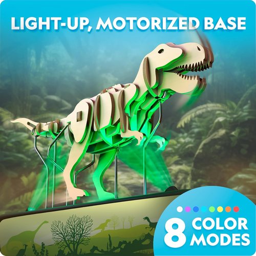 National Geographic Motorized Dinosaur 3D Puzzle - 50-Piece T. Rex Model Kit with Light-Up Base & 8 Settings
