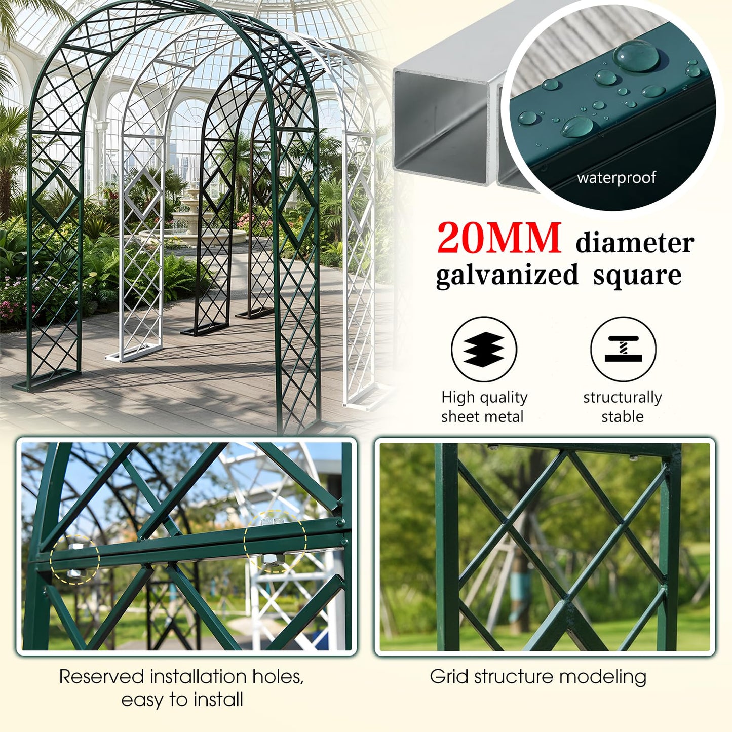 Garden Arch Trellis for Climbing Plants Outdoor Metal Garden Trellis Wide Sturdy Garden Arbor Arches Backdrop Stand for Lawn, Party, Ceremony, Wedding, Decoration Brown 55.1''×15.7''×H90.6''