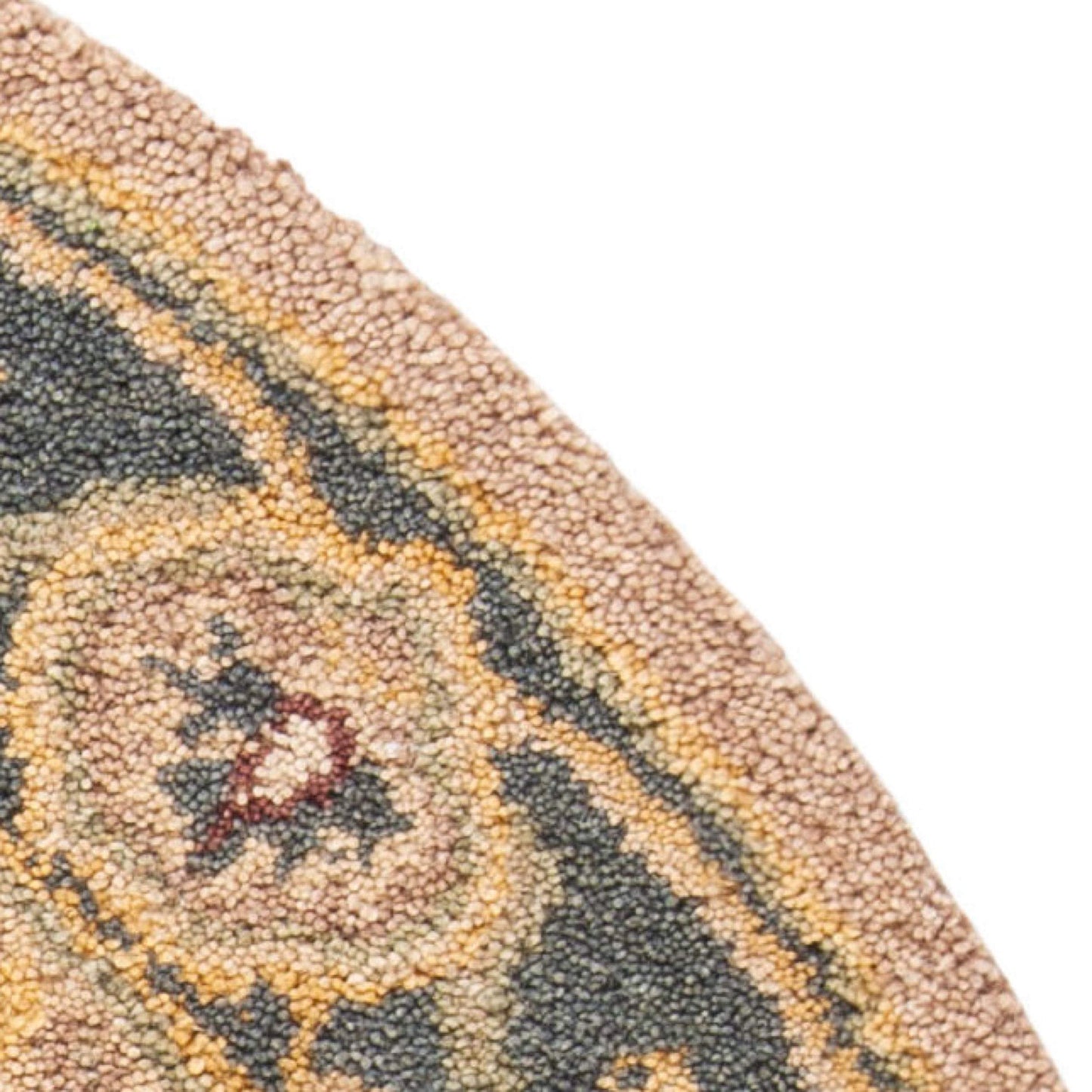 SAFAVIEH Anatolia Collection Area Rug - 4' Round, Brown & Blue, Handmade Traditional Oriental Wool, Ideal for High Traffic Areas in Living Room, Bedroom (AN549A)