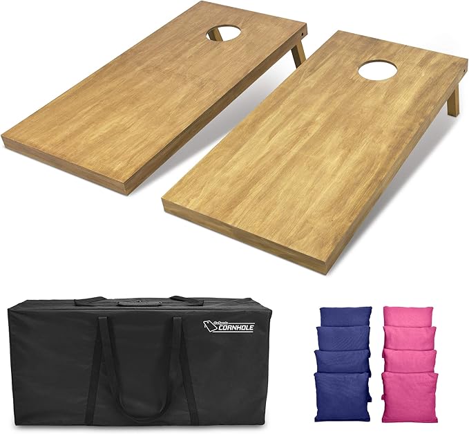 GoSports 4 ft x 2 ft Regulation Size Wooden Cornhole Boards Set - Includes Carrying Case - Full Regulation Size Bean Bag Toss Boards