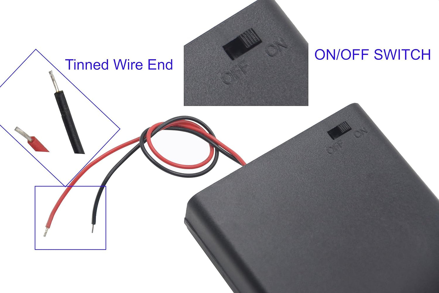 LampVPath (Pack 3) 3 4.5V 3X 1.5V of AAA Battery Holder with Switch, Battery Holder with Switch, AAA Battery Holder