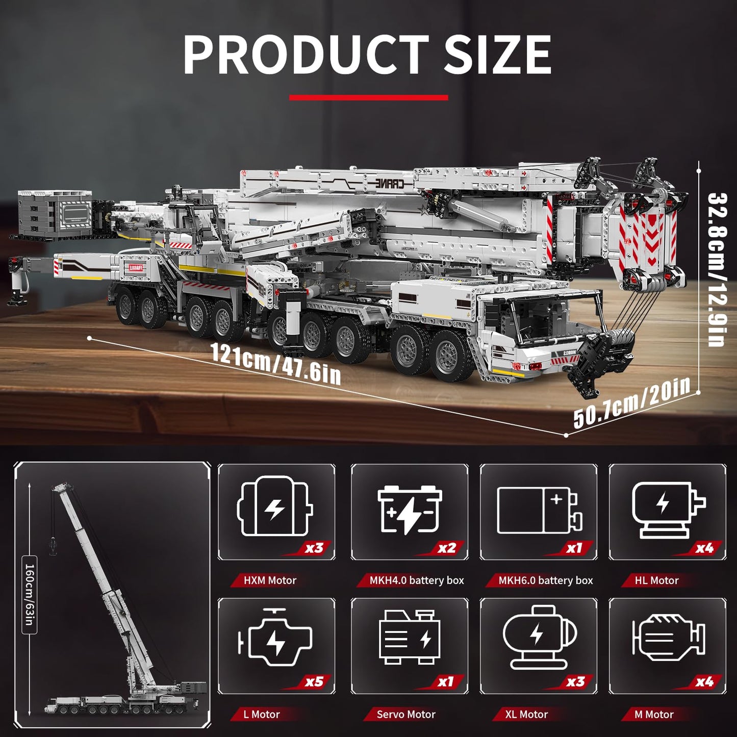 Mould King Heavy Crane Building Kit, 8506 Pieces Large Crane Truck Model Kit with 20 Motors, APP Control Advanced Engineering Vehicles for Adults, Youth