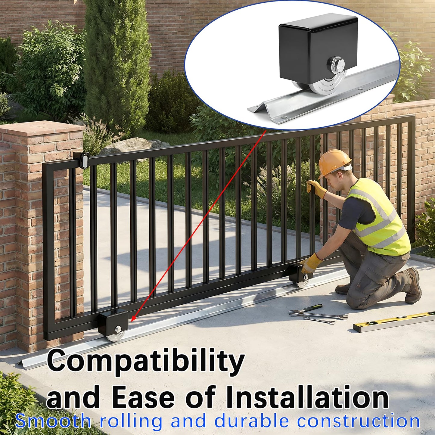 24 FT Extra Wide 3.5" Wide Heavy Duty V-Track for Sliding Gate, Compatible with 4" & 6" V-Groove Wheels, Galvanized Steel Ground Track Modular Design for Driveway, Warehouse & Industrial Gates