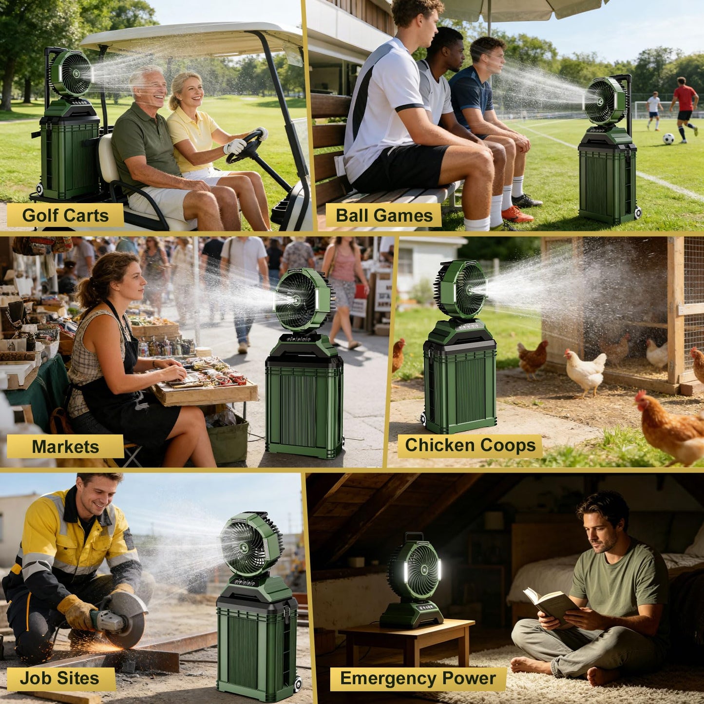 Innopower Misting Fan for Outside, 30000mAh Rechargeable Outdoor Cooling Fan with 4 Wind Speeds, High-Pressure Mist, 4 Mist Levels, 90° Oscillation, 4-Gallon Tank, for Patio, Camping, Sports, Jobsite