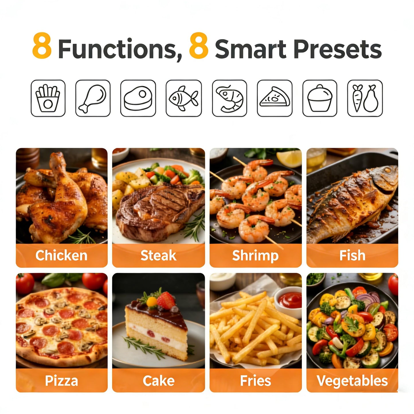 HealSmart 6.34 Qt Air Fryer with Window, 8-in-1 Digital AirFryer Oven, 1700W, Nonstick Dishwasher-Safe Basket, Air Fry, Roast, Dehydrate, 90-Min Timer, Stainless Steel, White