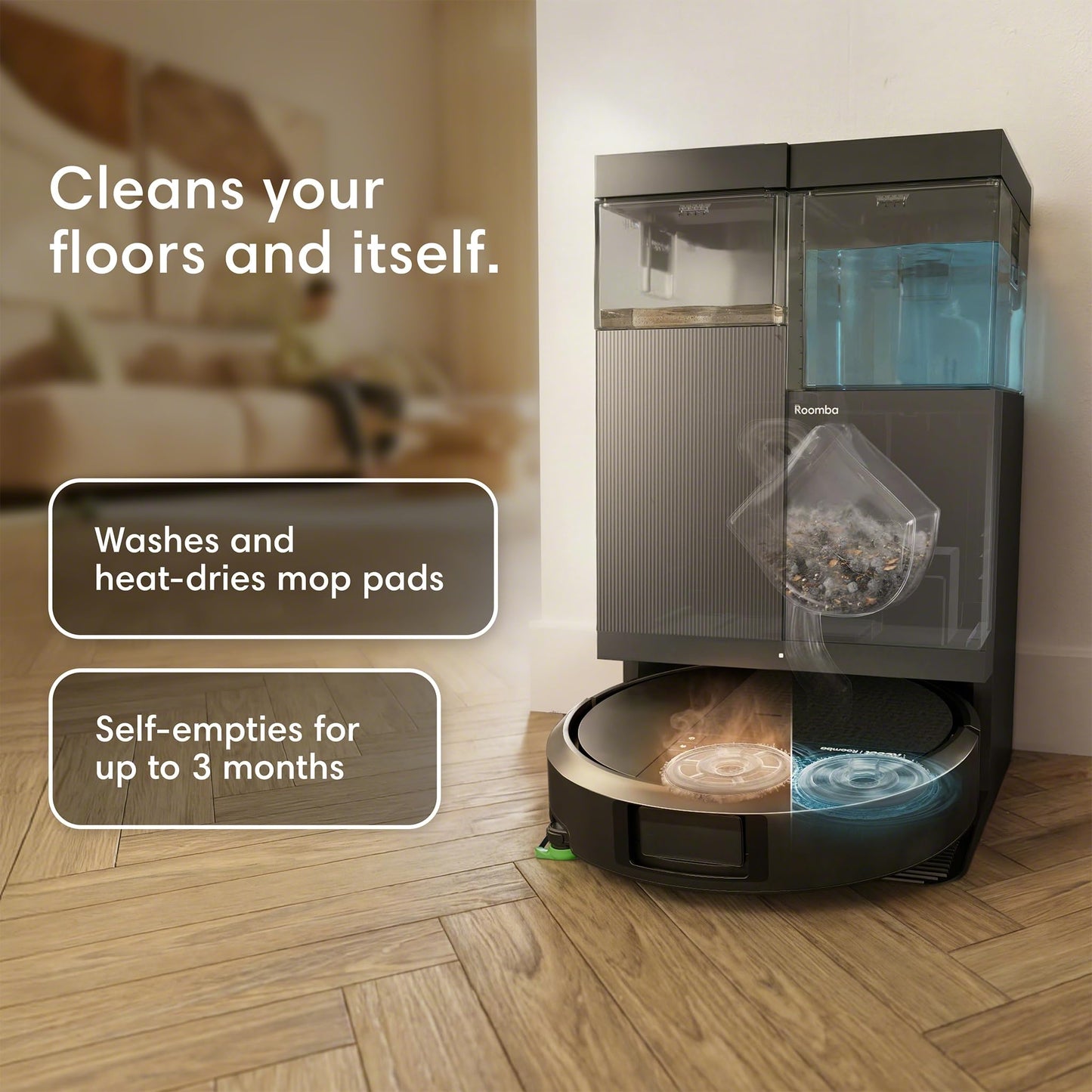 iRobot Roomba Plus 415X Combo Robot Vacuum & Mop + AutoWash Dock, Self‑Cleaning & Heated Dry, Auto‑Empty up to 90 Days, 140x Power-Lifting Suction, 2X Deeper Mopping, Ideal for Homes with Pets & Kids
