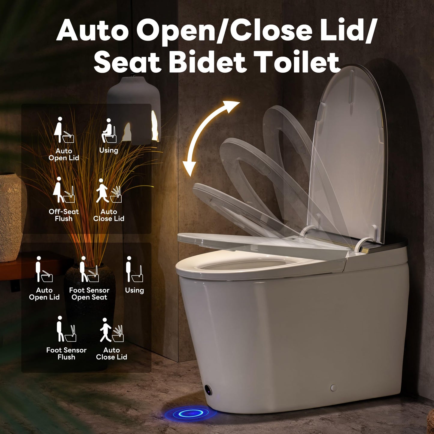 Casta Diva Smart Toilet with Bidet Built in, Auto Open/Close Lid,1000g MaP Flush, Heated Seat & Foam Dispenser, Foot Sensor Auto Flush, Blackout Flush, Bidet Toilet with Tank Built in (CD-K030PRO)