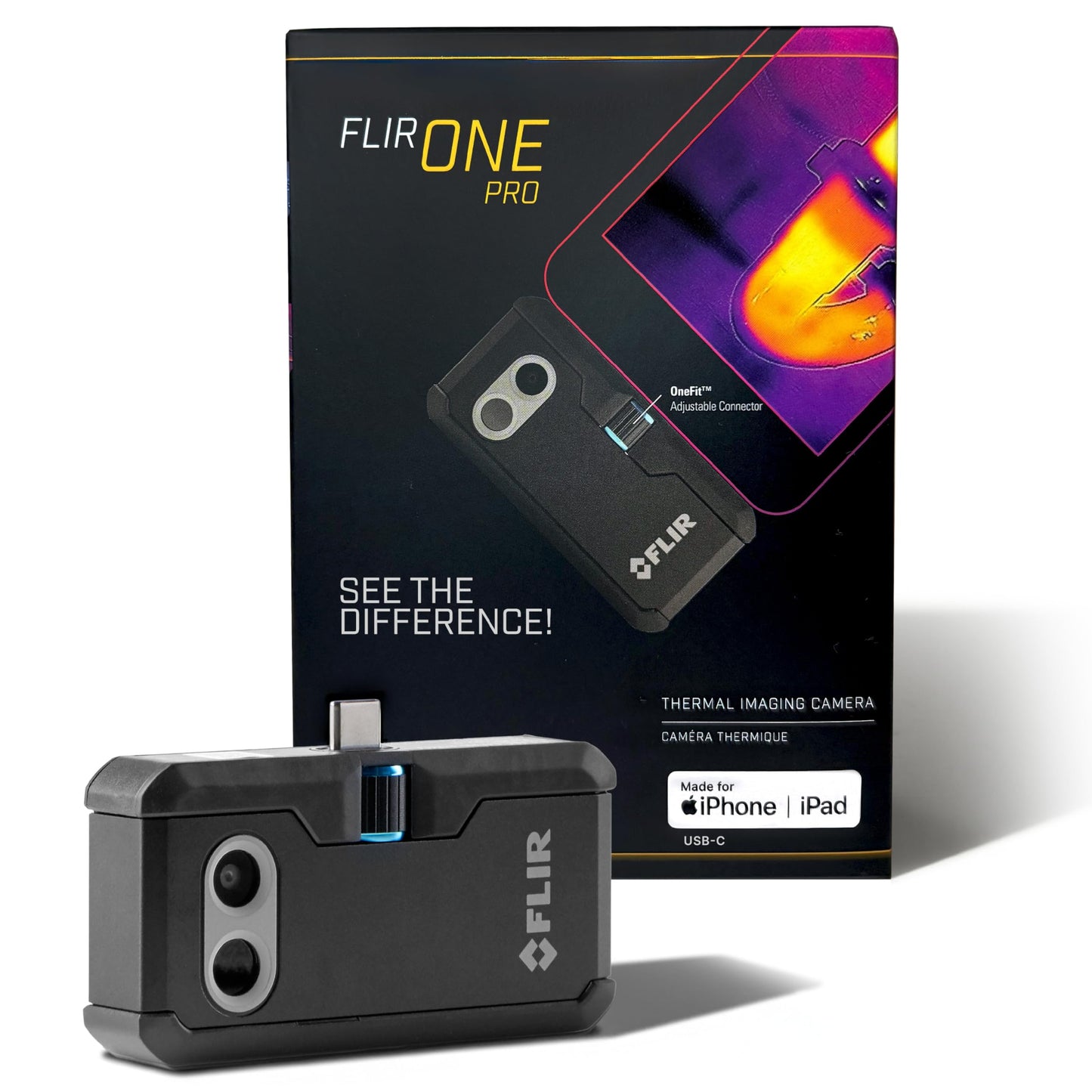 Flir One Pro - Thermal Imaging Camera for iOS Smartphones (iPhone 15 and Newer w/USB-C), 480x360 Super Resolution (160x120 Native IR)