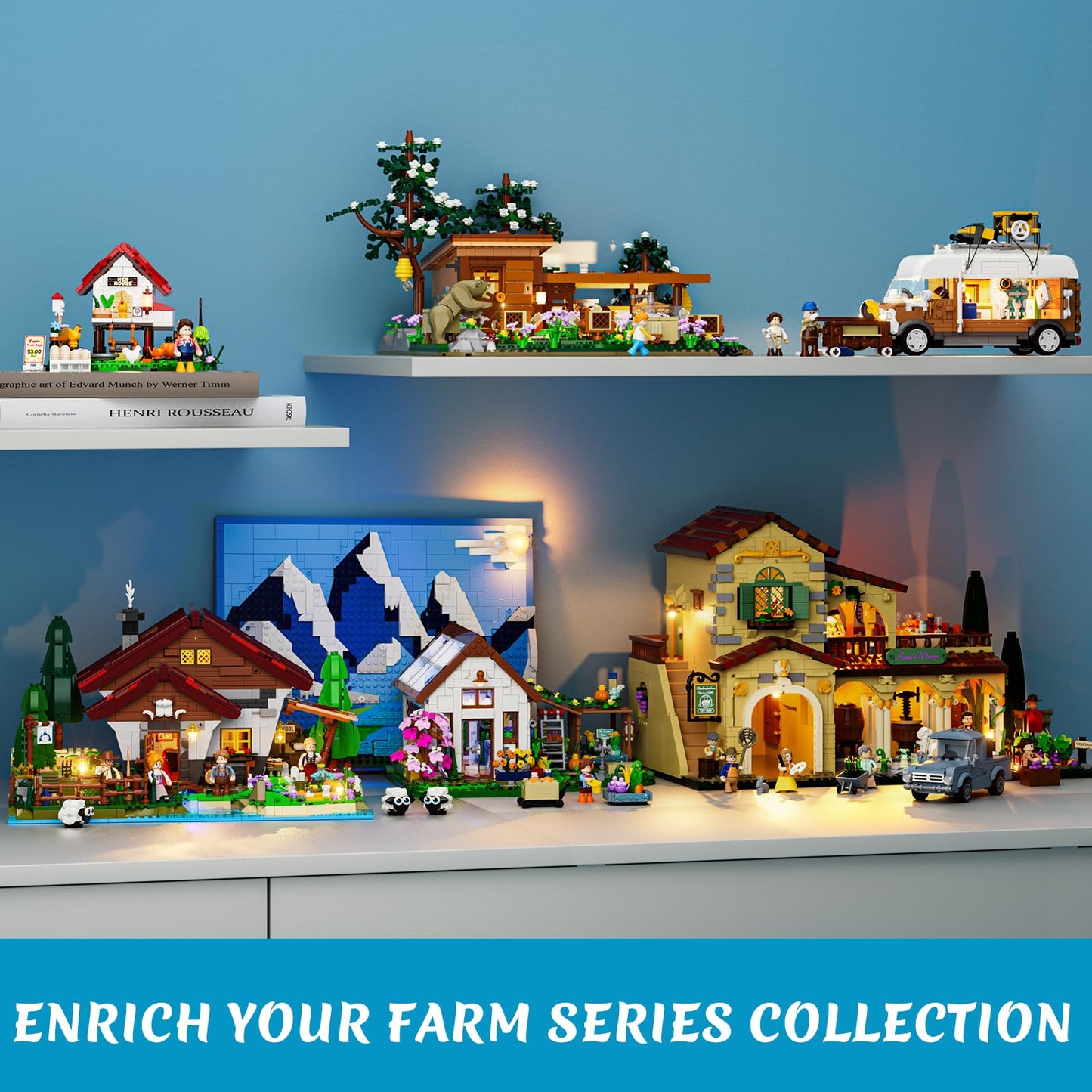 Lumibricks Farm Shepherd's-Cottage Lighting Building-Bricks-Set - Farm Life Sheep Stone House Collection LED Light Cottage Model Display Set 2265 Pcs for Adults