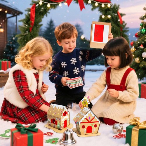 JeVenis Gingerbread House Craft Kit - DIY 3D House Building Set for Kids | Perfect Christmas Decoration