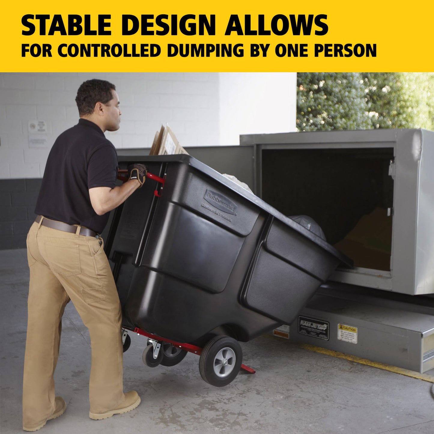 Rubbermaid Commercial Products Tilt Dump Truck/Trash Cart/Garbage Collection/Recycling, 1/2 Cubic Yard, Waste Collection, 1250 lbs capacity, Black, for Office/Warehouse/Facility Management