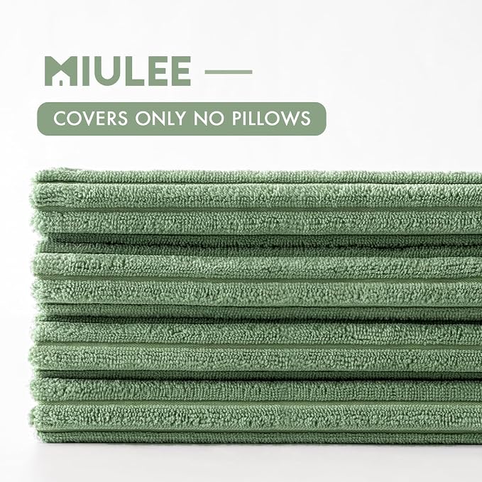 MIULEE Boho Farmhouse Throw Pillow Covers 18x18 Inch Set of 4 Mordern Nordic Cushion Covers Soft Corduroy Spring Home Decor for Couch Bed Sofa Living Room Sage Green