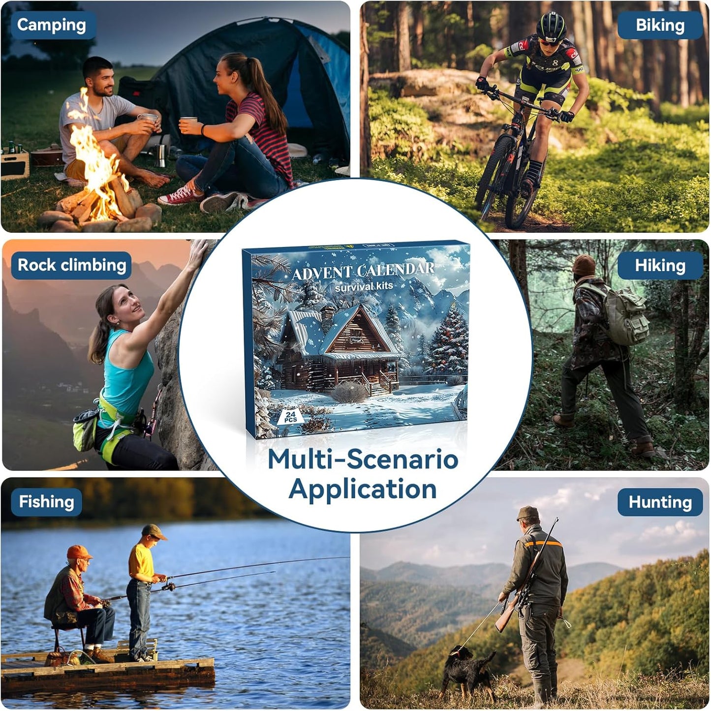Survival Advent Calendar 2025 | 24-Day Christmas Countdown Gift Box for Outdoor Enthusiasts