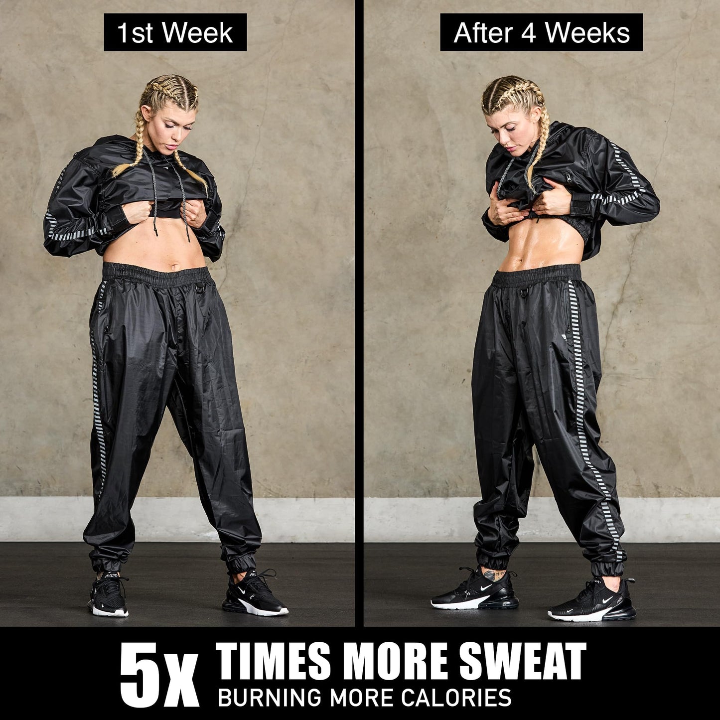 Elite Sports Sauna Suit for Weight Loss Men & Women Boxing MMA Wrestlers Gym Sweat Hoodie Sauna Suits Wrap Full Body Workout (Black, X-Large)