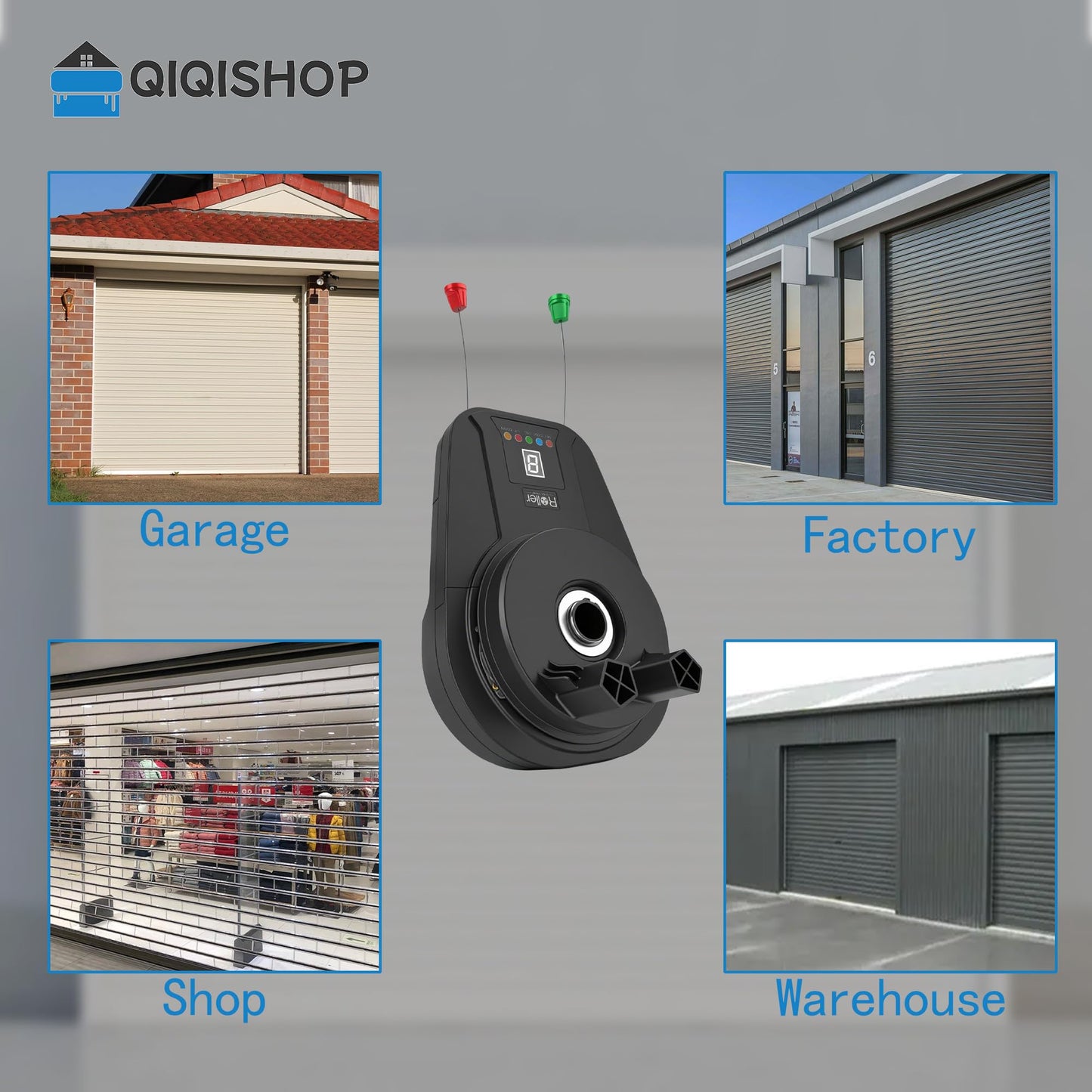 Automatic Roll Up Door Opener,Equipped with Two Remote Control,DC Power Garage Door Opener, It Features a Powerful 800N(1/2HP) Motor for Reliable Performance,Suitable for Most roll-up Doors