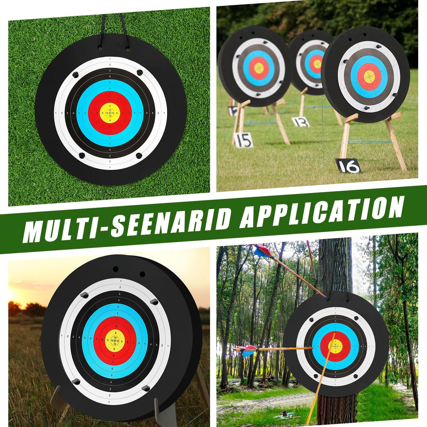 Gemscream 20" Foam Archery Target Block for Backyard, High-Density Round Archery Bow Target with Pins, 20 Pcs Paper Arrow Targets and Arrow Puller for Compound Bow Shooting Practice