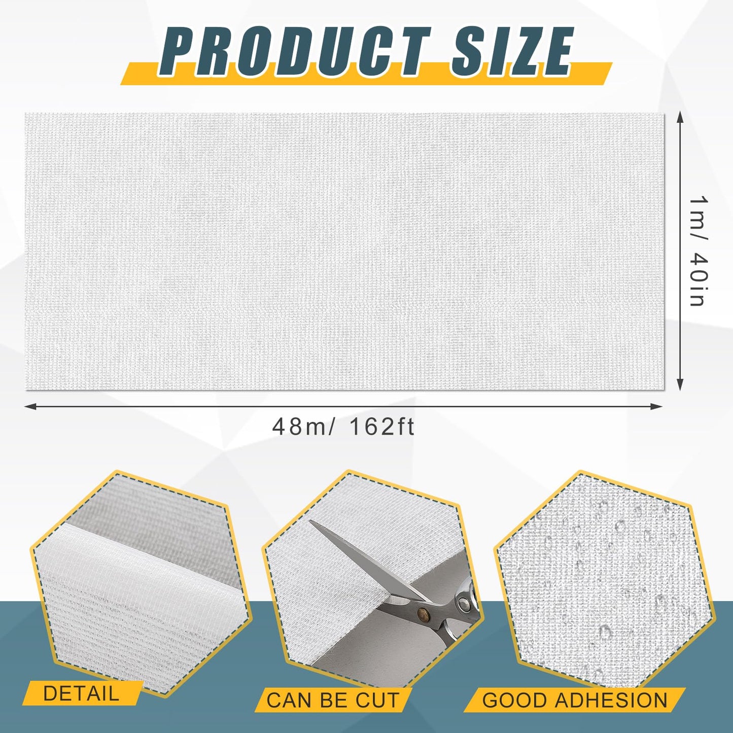Maasechs Contouring Roof Reinforcement Fabric White, 40 in x 162 ft Elastomeric Roof Coating, Roofing Tool and Fabric Sealer to Reinforce Strength for Roofs