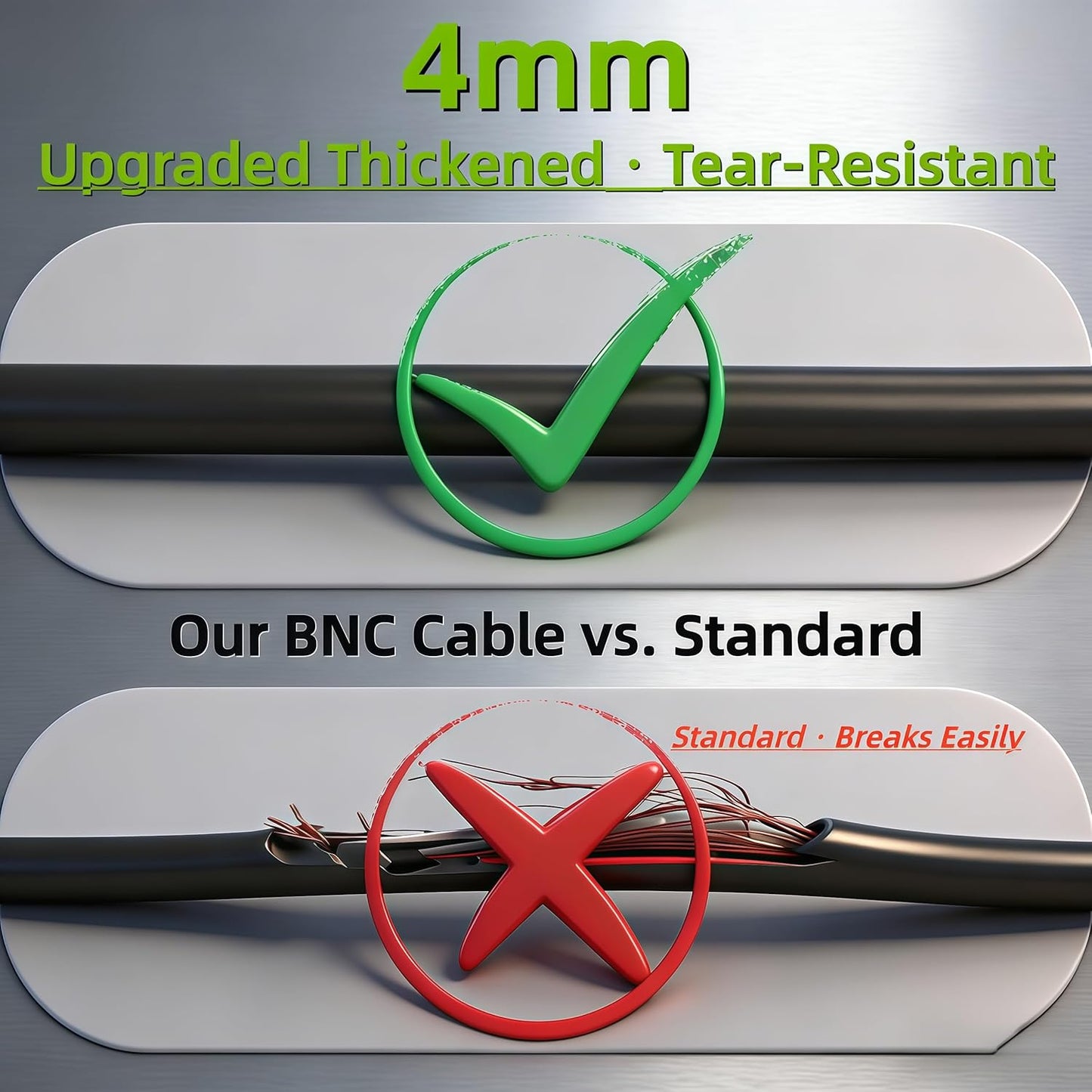 2 Pack 66ft (20M) 4mm 4 100 BNC Video Cable Wire, Thickened Security Camera Extension Cable, All-in-One Siamese CCTV