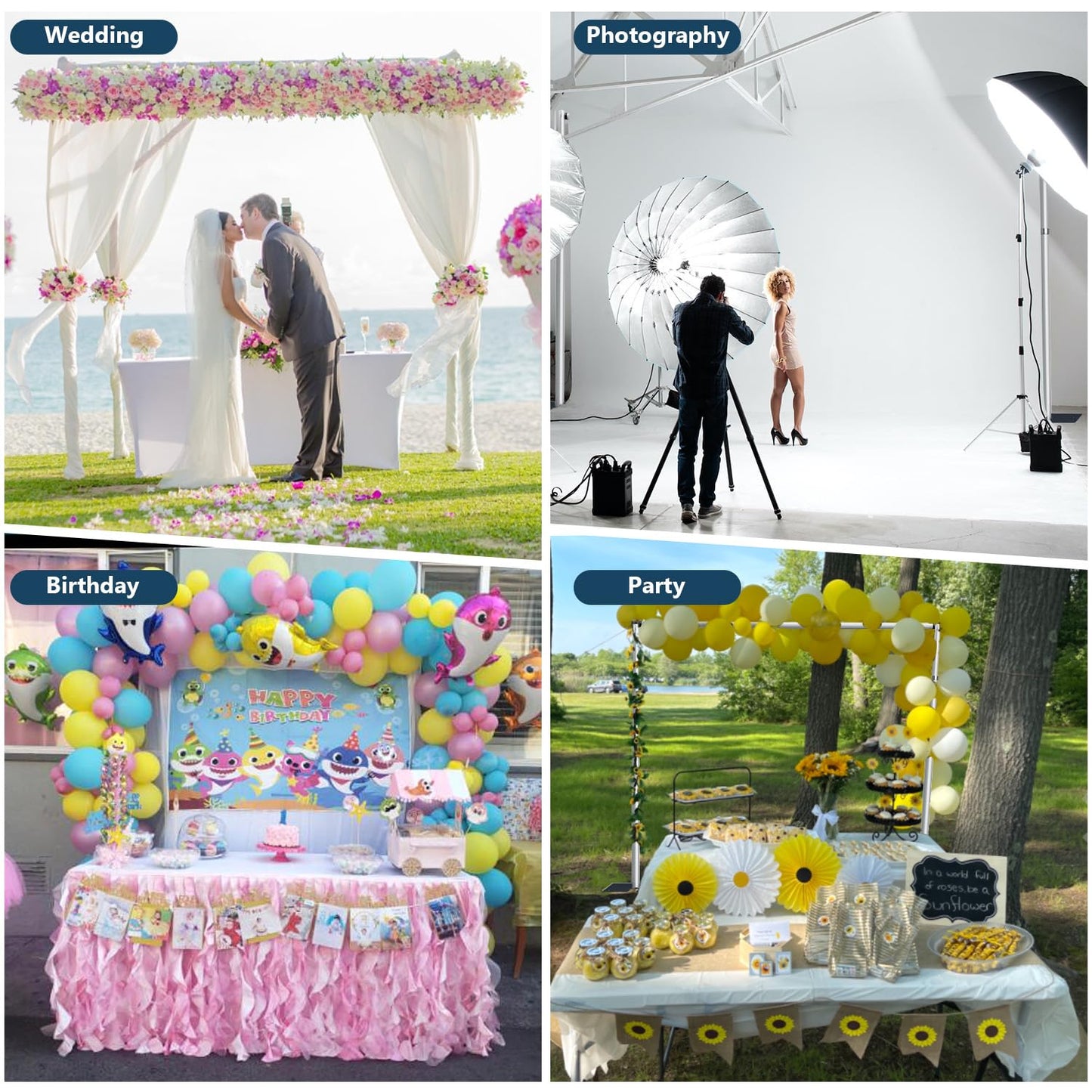 SLOW DOLPHIN 20 x 10ft Pipe and Drap Photo Studio Backdrop Stand Kit, Heavy Duty Adjustable Frame Backdrop Stand with Carry Bag for Event, Birthday Party, displays and Wedding Decoration.