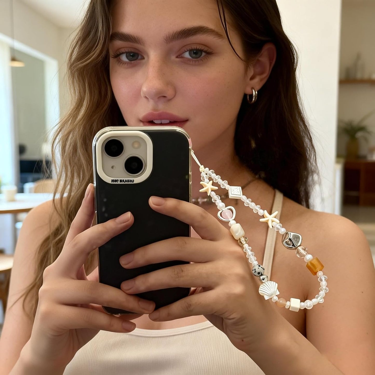 2 16 Pcs Phone Charm Strap Universal Hand Phone Wrist Strap Camera Lanyard Pearl Beaded Cute Chain String Accessories
