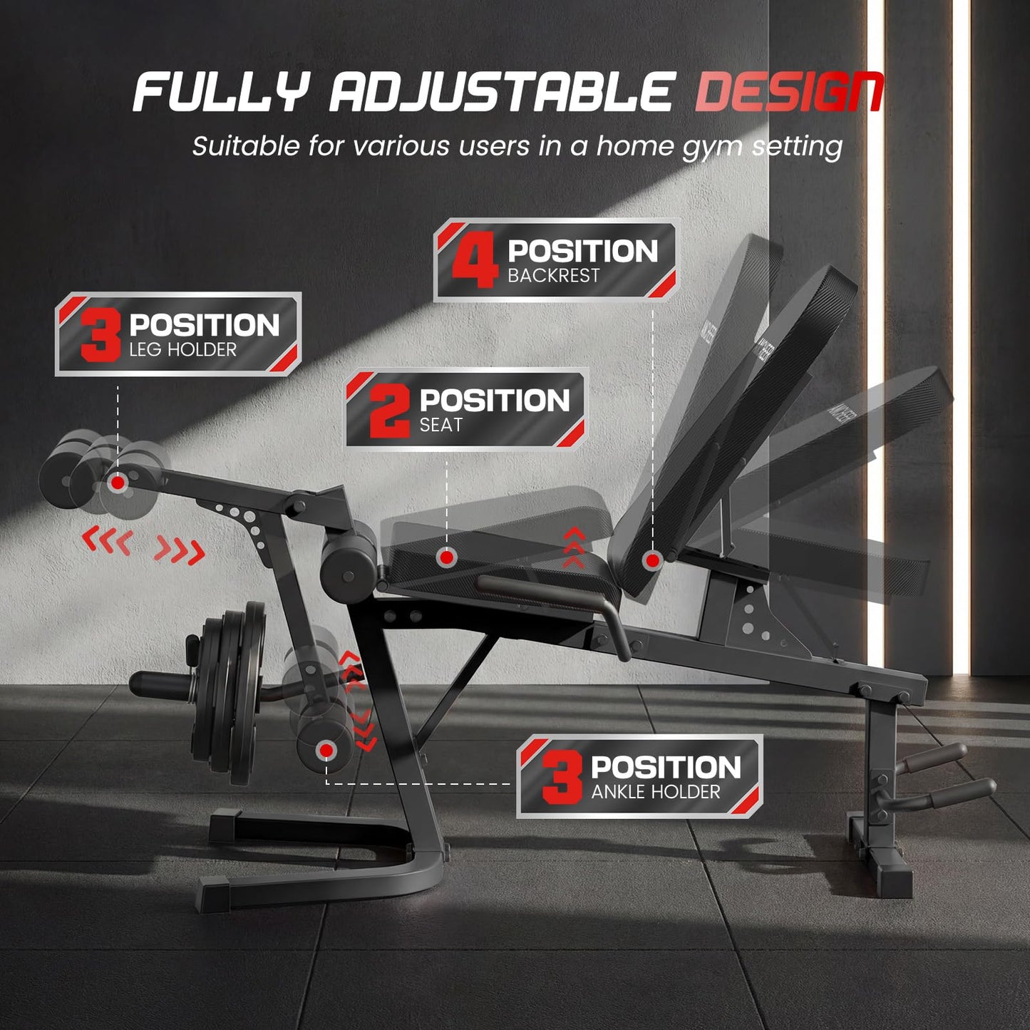 ANCHEER Leg Extension and Curl Machine, Adjustable Leg Workout Machine for Lower Body Training, 880LB Capacity Plate Loaded Leg Developer for Quads, Hamstrings & Glutes, Home Gym Equipment (Black)