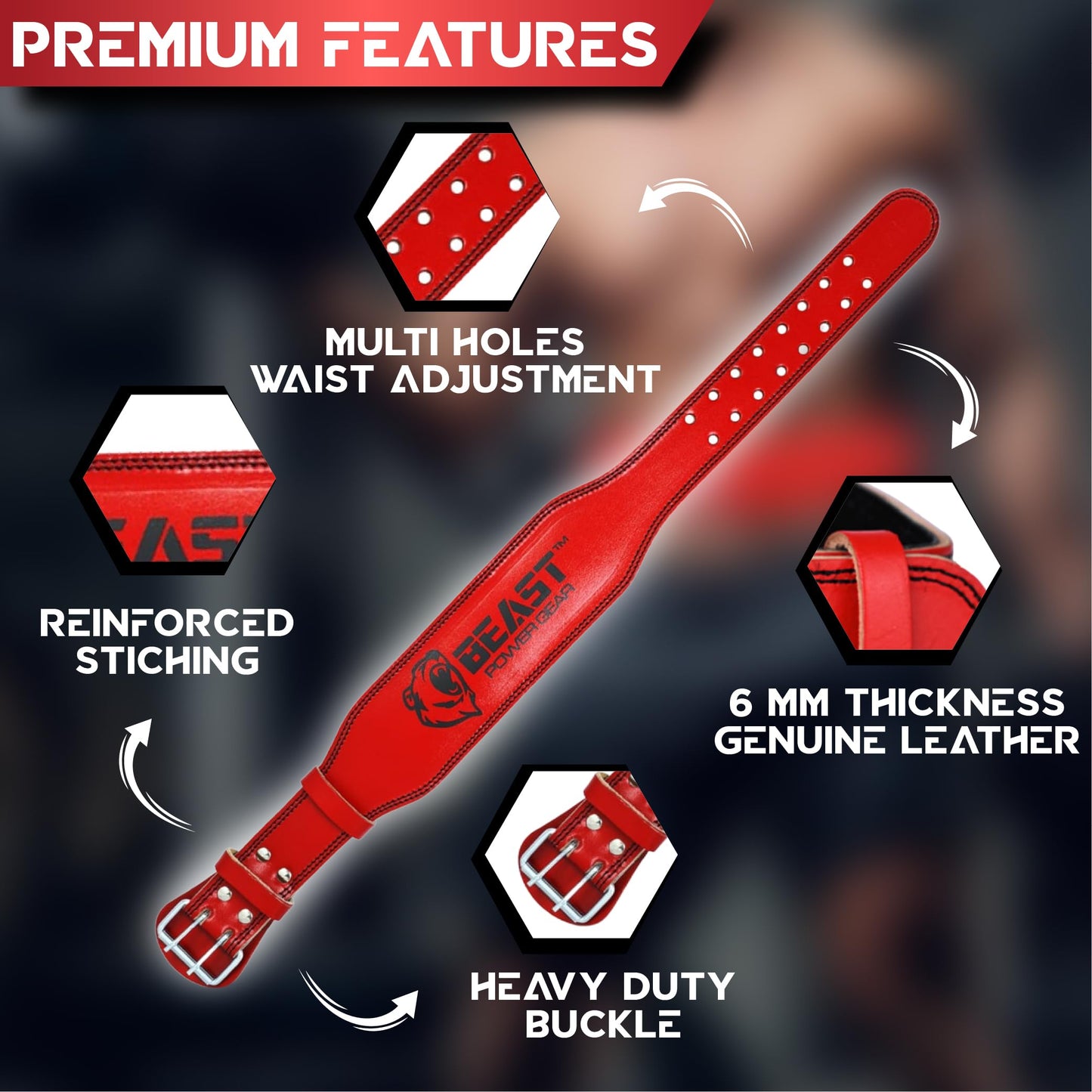 Weight Lifting Belt - 4” Genuine Leather Belts Padded Lower Back Support for Gym Bodybuilding Squat Deadlift Weightlifting Cross Strength Training Men Women Free Wrist Wrap