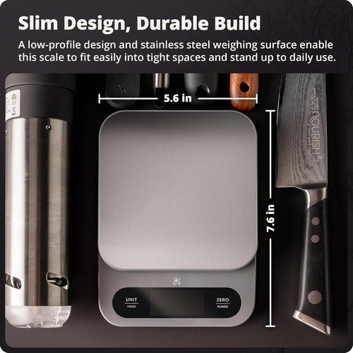 Greater Goods Digital Food Scale - High-Capacity 10kg/22lb Kitchen Scale with 1g Precision | Stainless Steel Platform & Hi-Def LCD