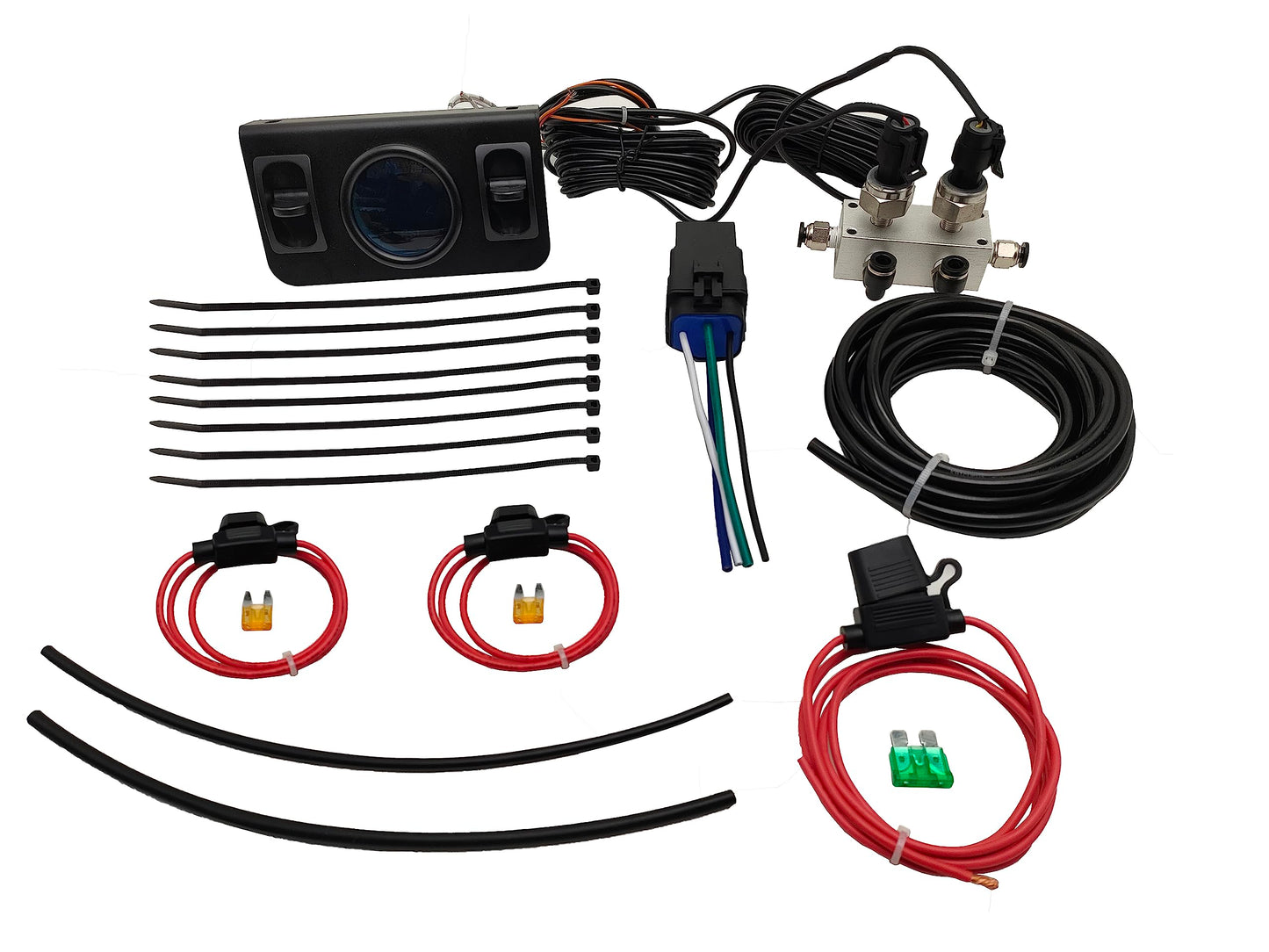in Cab Dual Air Gauge Control Kit with Digital Paddle Switch for Air Pressure Sensor Control of Air Suspension Kit (Blue)