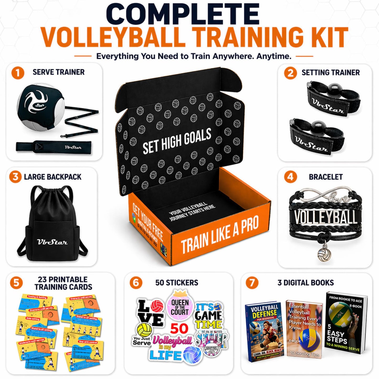 VbStar Volleyball Training Equipment Aid - Practice Your Serving, Setting & Spiking with Ease, Great Solo Serve & Spike Trainer for Beginners & Pro, Perfect Volleyball Gift