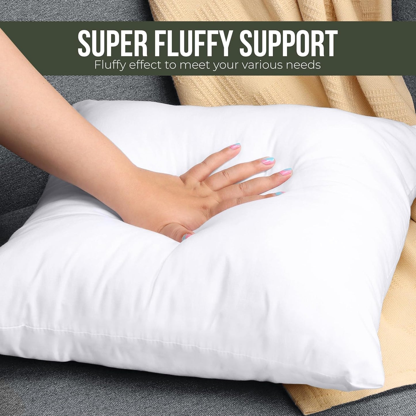 Utopia Bedding Throw Pillow - Fluffy 16x16 Inches Down Alternative Cushion in White | Perfect for Bed, Sofa & Couch