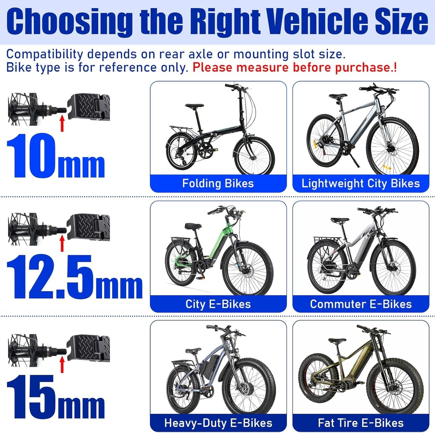 TOBWOLF 2PCS E-Bike U Slot Rear Pedals, 15MM Aluminium Bicycle Foot Peg, Non-Slip Ebike Foot Pegs for Passenger, Folding Rear Bicycle Footrest Pedals for E-Bike, Mountain Bike, Folding Bicycle