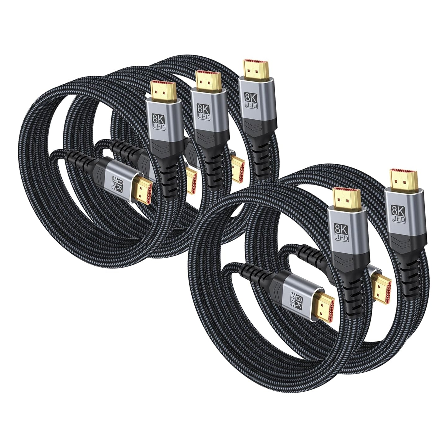 Vorothin 8K 6FT 5-Pack, 48Gbps 2.1 CL3 4K@120Hz/144Hz 8K@60Hz, HDR10, HDMI Cable High Speed Braided HDMI Rated Cord