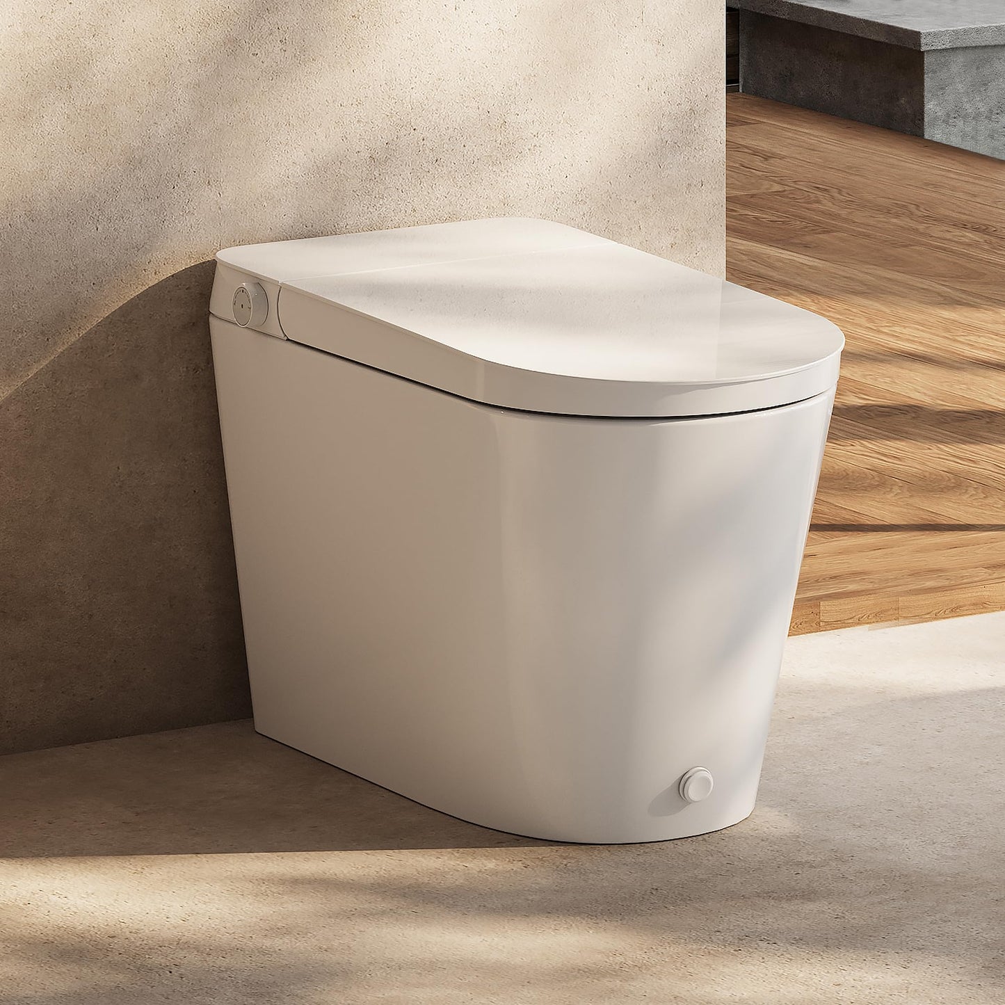 HOROW N30 Non-Electric Bidet Toilet with Auto Flush, No Outlet or Rewiring Needed, Battery Powered, Tankless One-Piece Elongated Toilet with Dual Nozzle Wash, ADA Chair Height, 1.22 GPF, 12" Rough-In