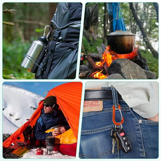 Carabiner, 2 inch D-Ring Locking Carabiner Clip, Snap Hook Sport Accessories for Outdoor Camping Hiking